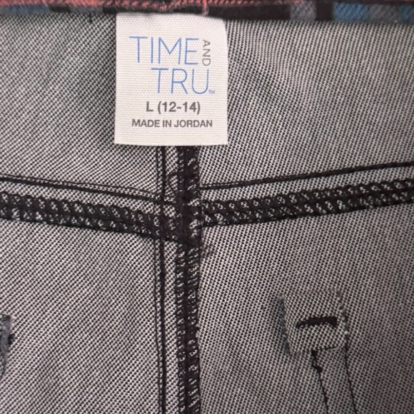 Time and Tru Women’s Large 12-14 Plaid Pull On Elastic Waist Pants - Picture 4 of 5